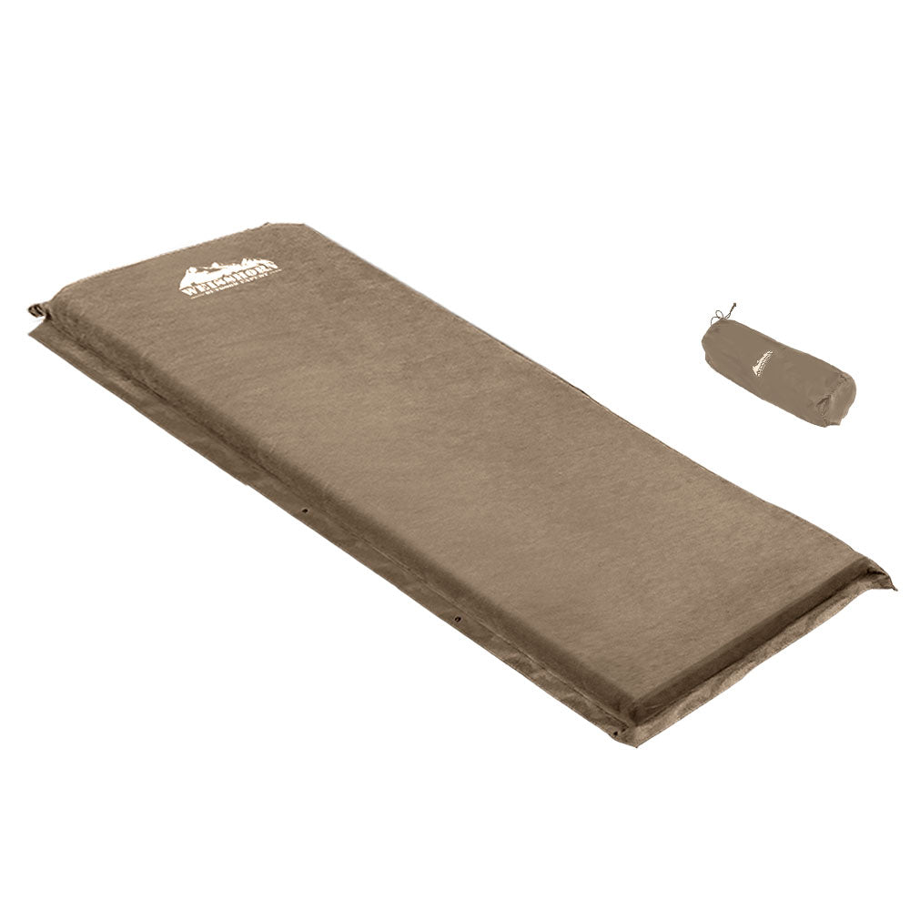 Self-Inflating Mattress Camping Sleeping Mat Air Bed Single Coffee