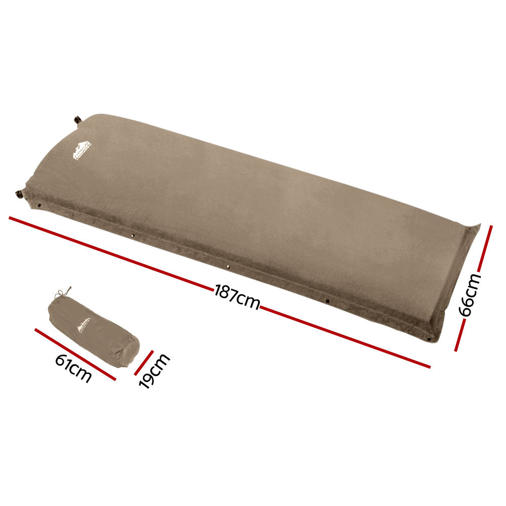 Self-Inflating Mattress Camping Sleeping Mat Air Bed Single Coffee