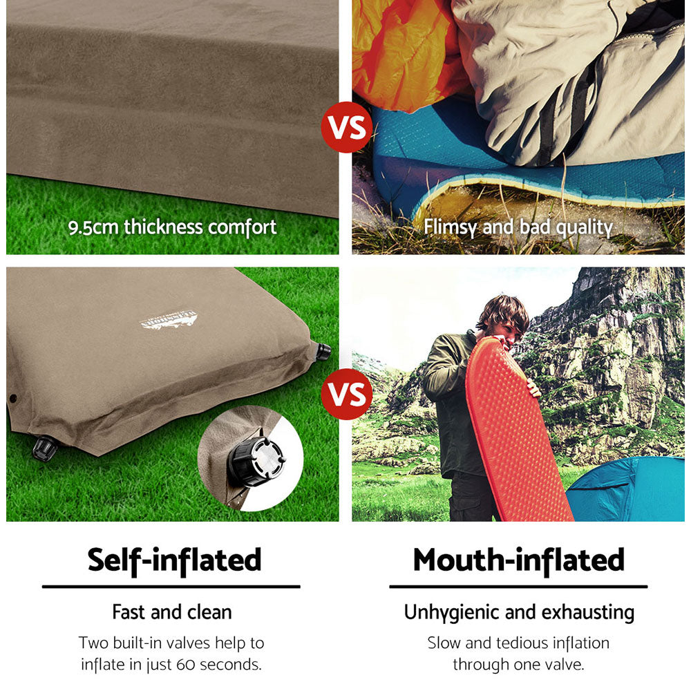 Self-Inflating Mattress Camping Sleeping Mat Air Bed Single Coffee