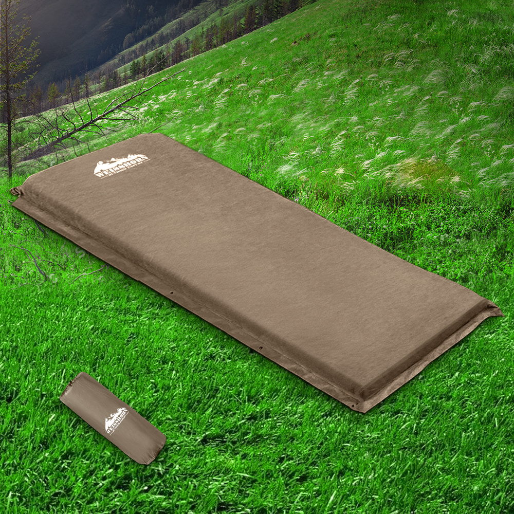 Self-Inflating Mattress Camping Sleeping Mat Air Bed Single Coffee