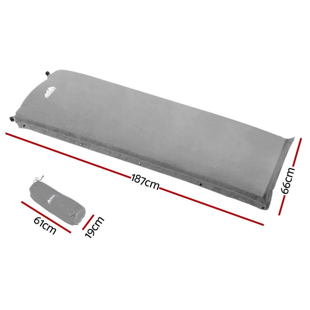 Self-Inflating Mattress Camping Sleeping Mat Air Bed Single Grey