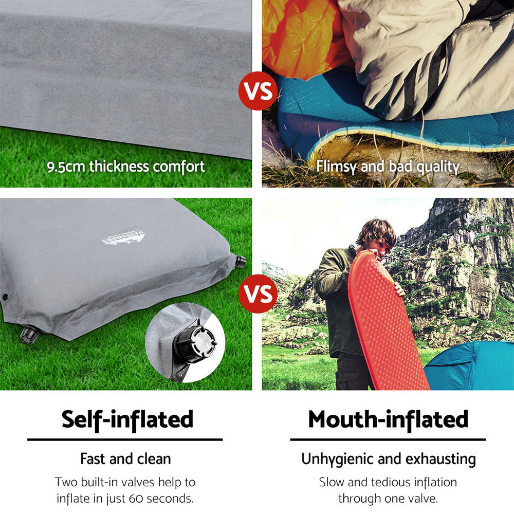 Self-Inflating Mattress Camping Sleeping Mat Air Bed Single Grey
