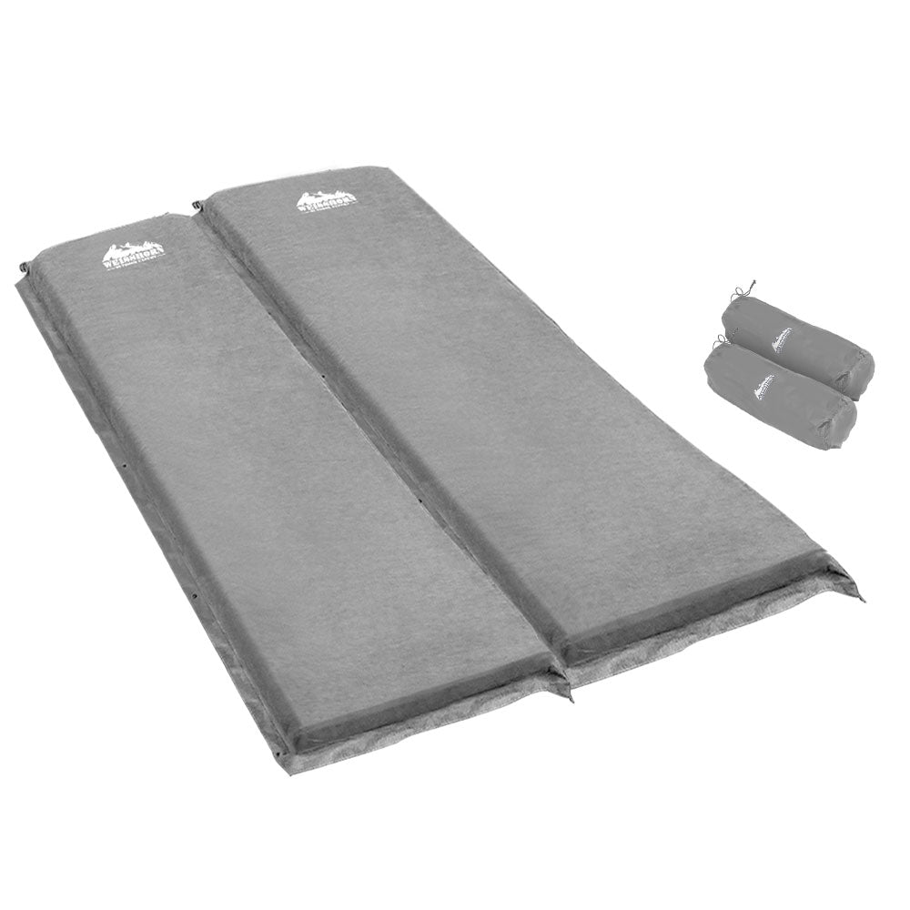 Self-Inflating Mattress Camping Sleeping Mat Air Bed Double Set Grey