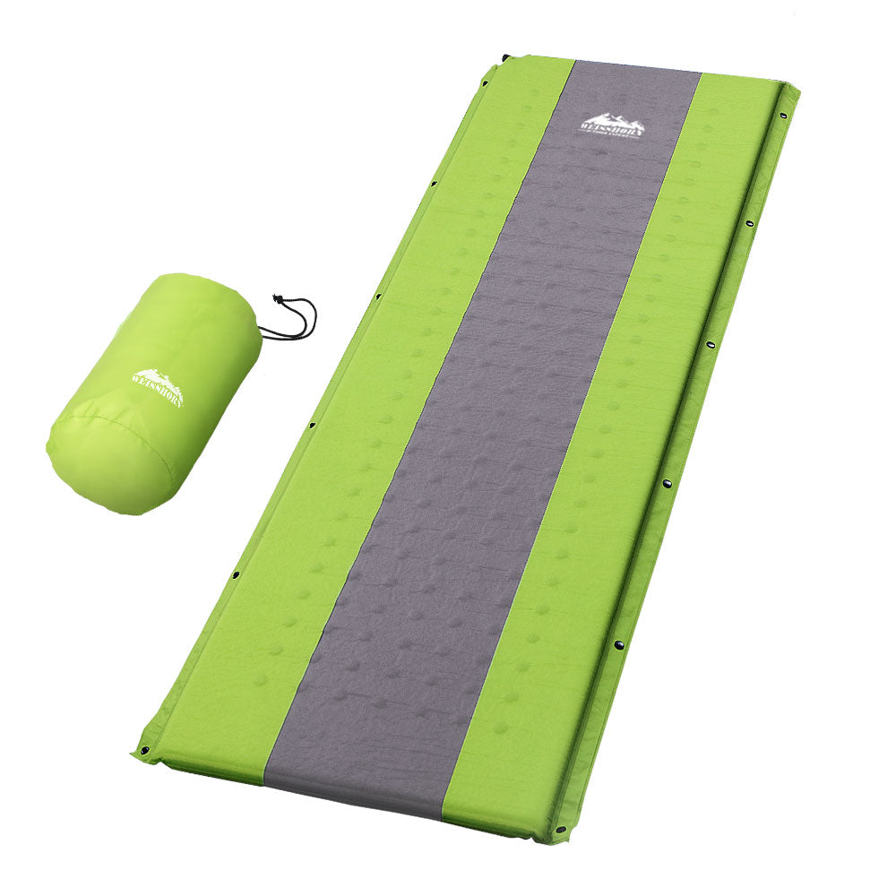 Self Inflating Mattress Camping Sleeping Mat Air Bed Pad - Green Single