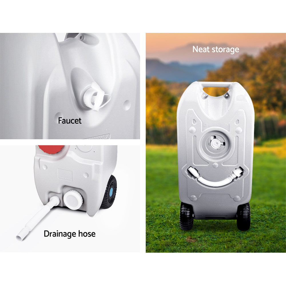 40L Portable Wheel Water Tank Camping Caravan Storage Grey