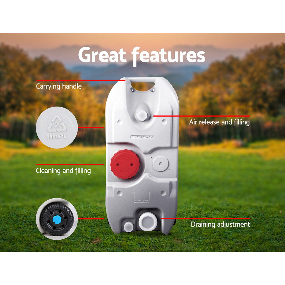 40L Portable Wheel Water Tank Camping Caravan Storage Grey