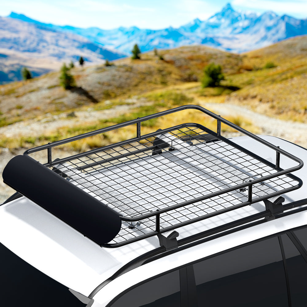 Universal Car Roof Rack Basket Luggage Vehicle Cargo Carrier 123cm Black