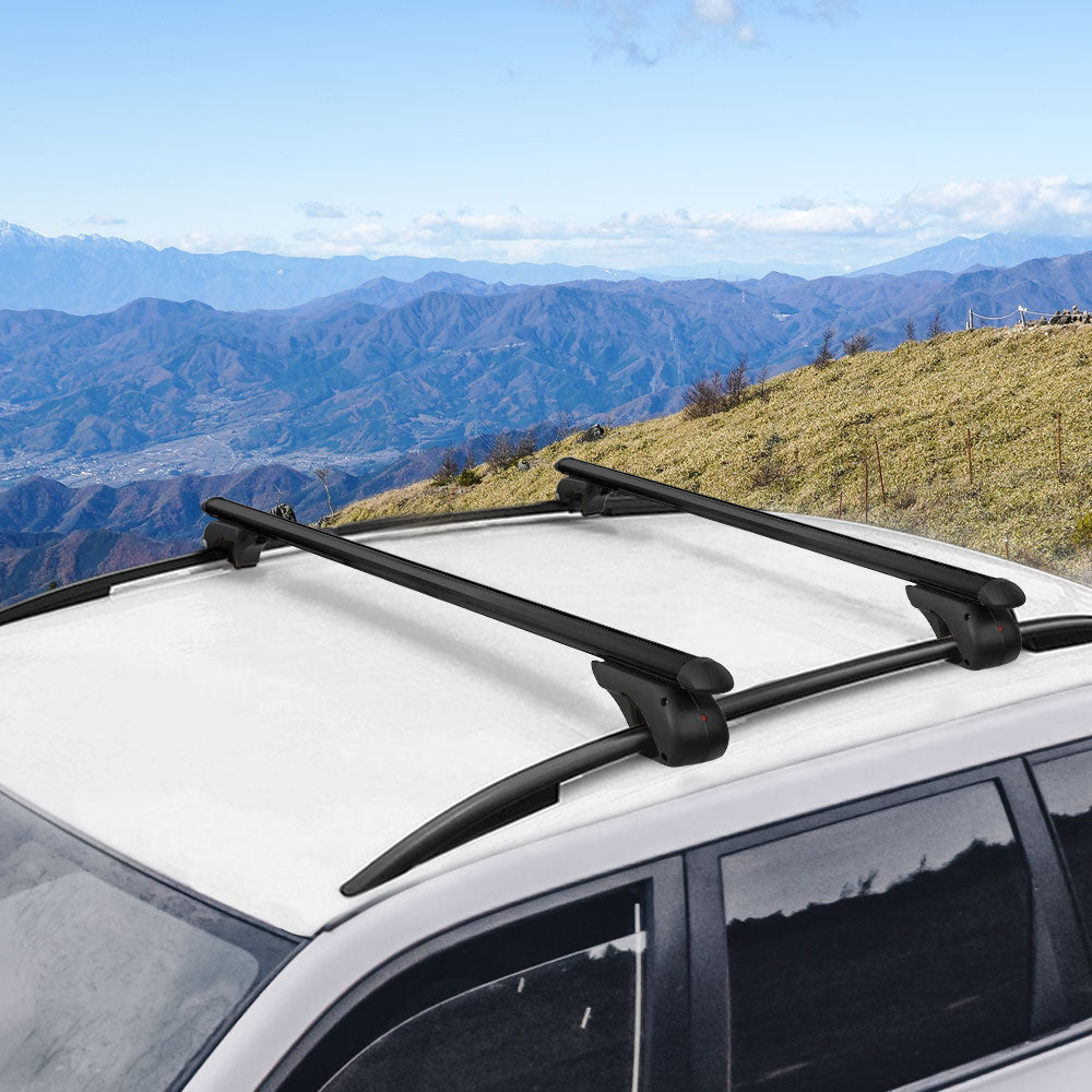 Universal Car Roof Rack 1080mm Cross Bars Aluminium Black Adjustable C ...