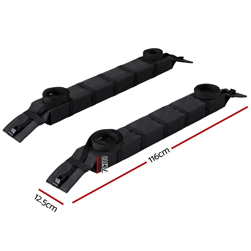 Universal Soft Car Roof Rack 116cm Luggage Carrier Adjustable Strap Black