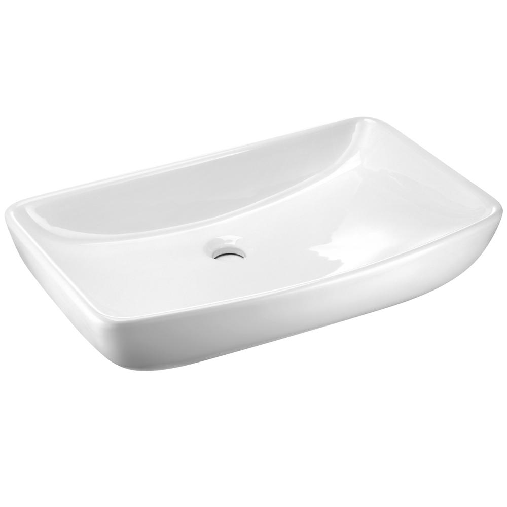 60x38.5x13cm Ceramic Rectangle Sink Bowl - White