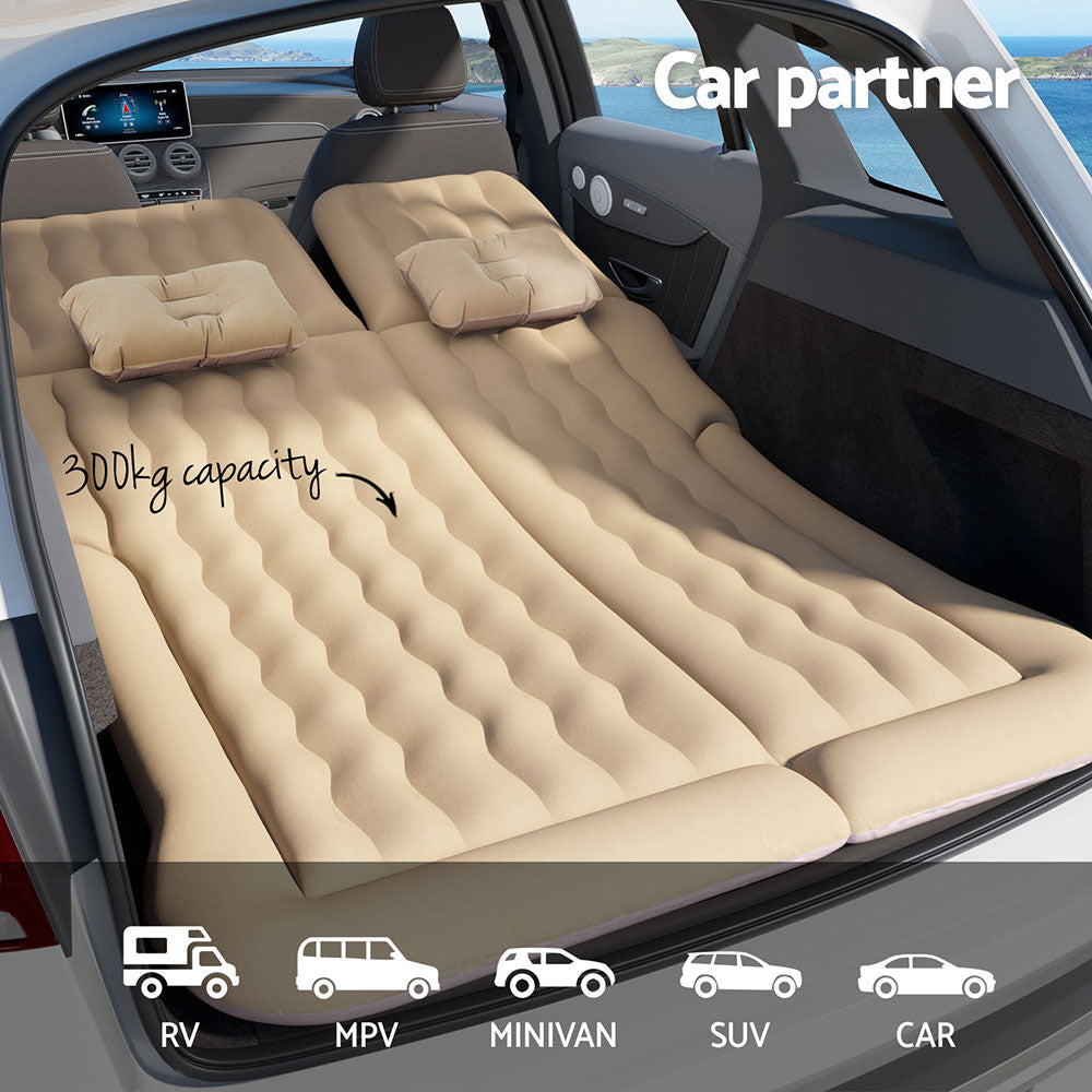 Car Mattress 175x130 Inflatable SUV Back Seat Camping Bed - Beige