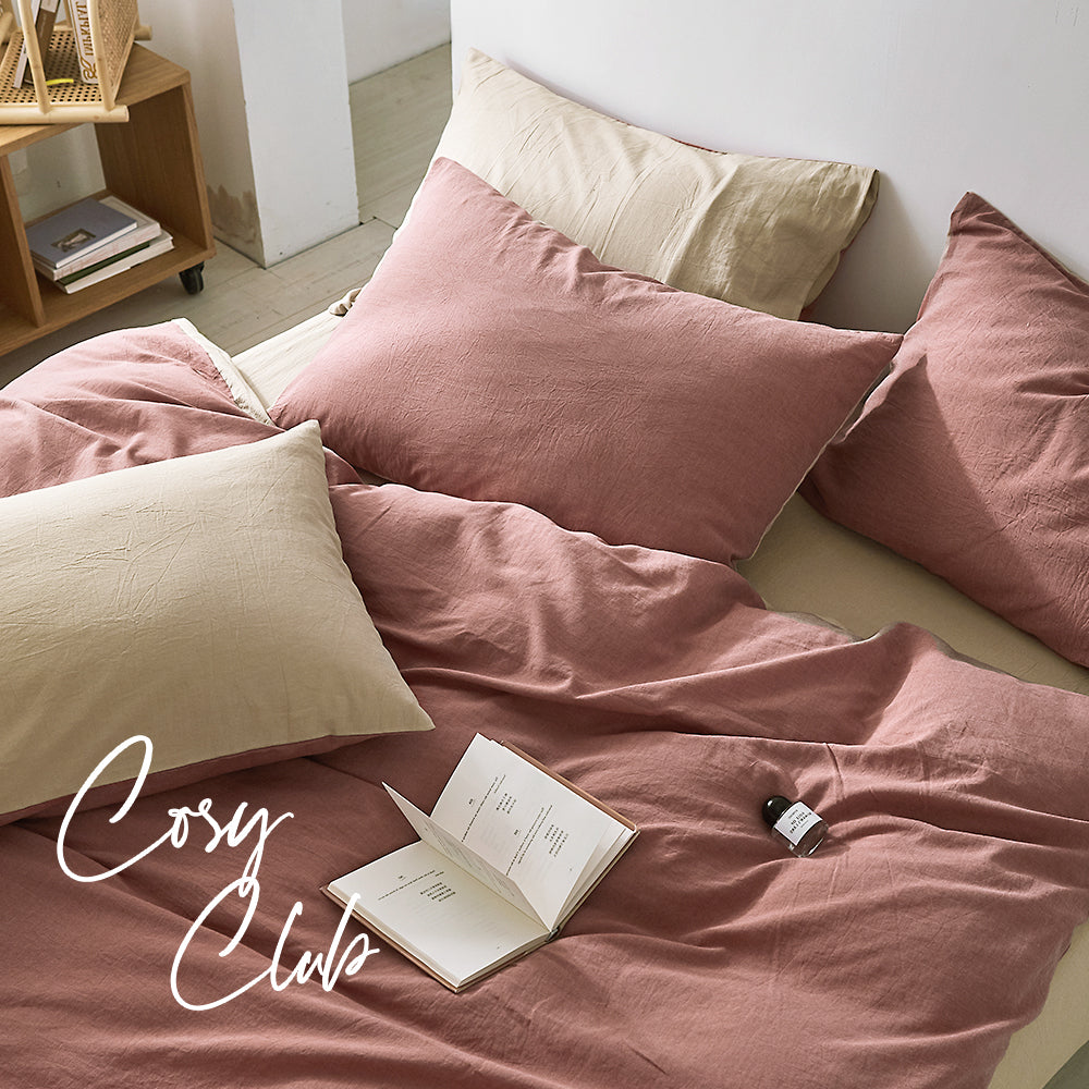 DOUBLE Quilt Cover Set Cotton Duvet - Light Pink