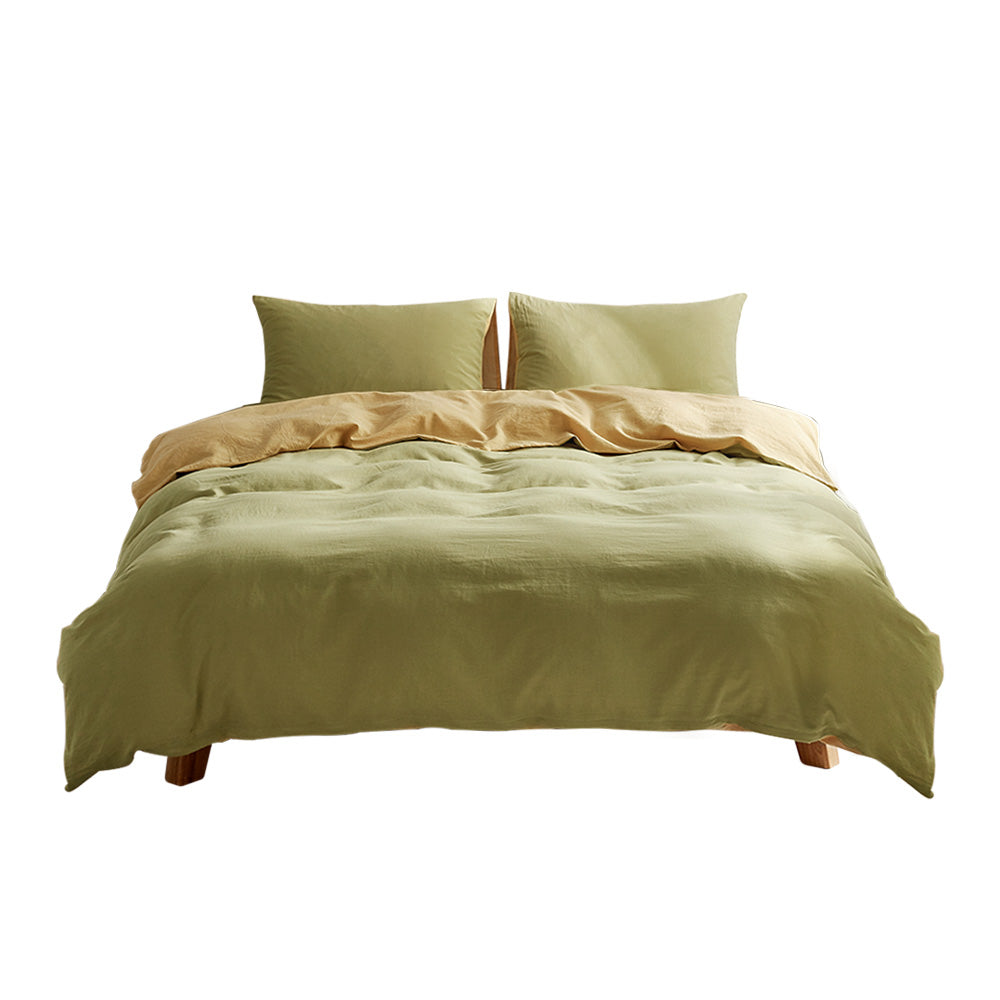 DOUBLE Washed Cotton Quilt - Set Yellow Lime