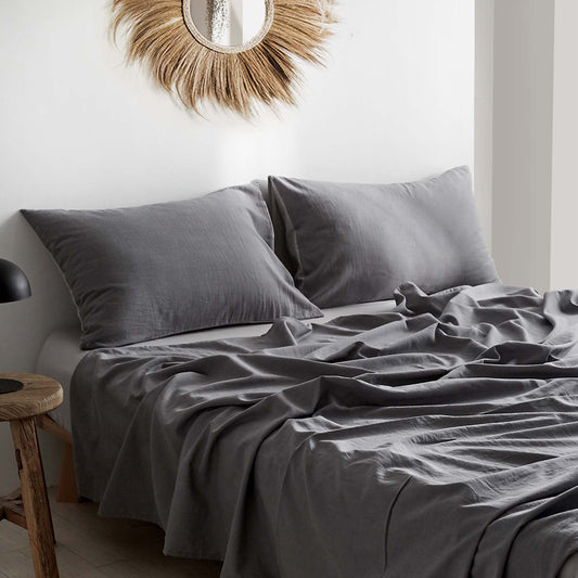 Double Cosy Club Washed Cotton Sheet Set Grey