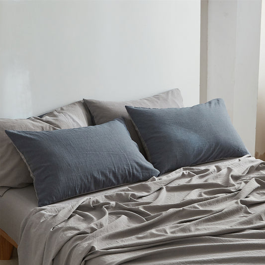 Single Cosy Club Cotton Bed Sheets Set Navy Grey Cover