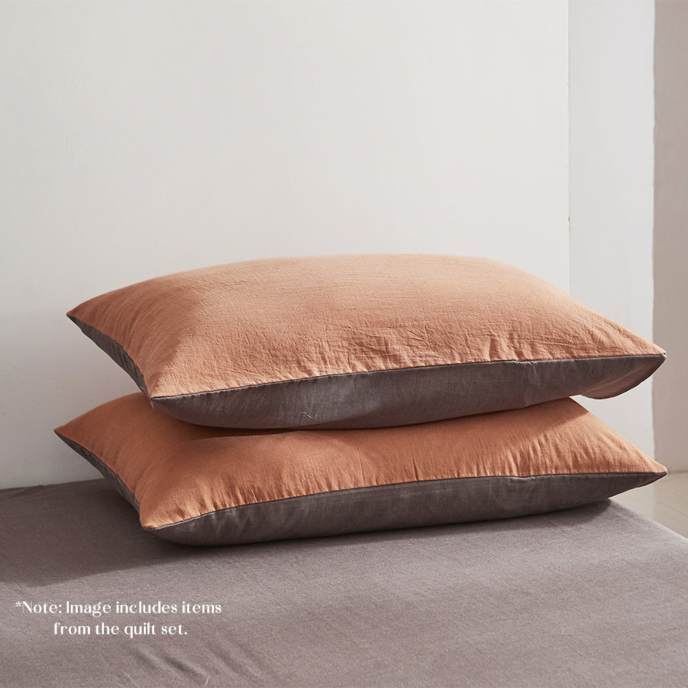 Single Cosy Club Cotton Bed Sheets Set Orange Brown Cover