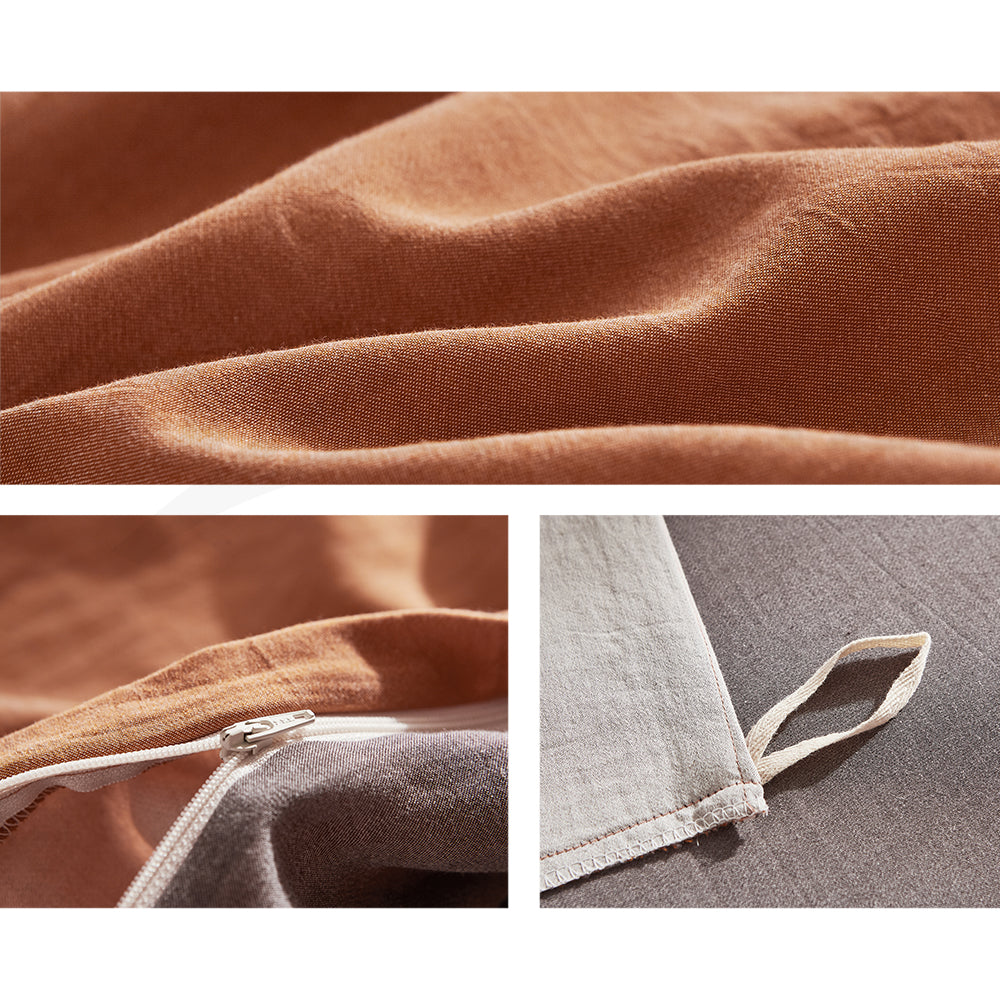 Single Cosy Club Cotton Bed Sheets Set Orange Brown Cover