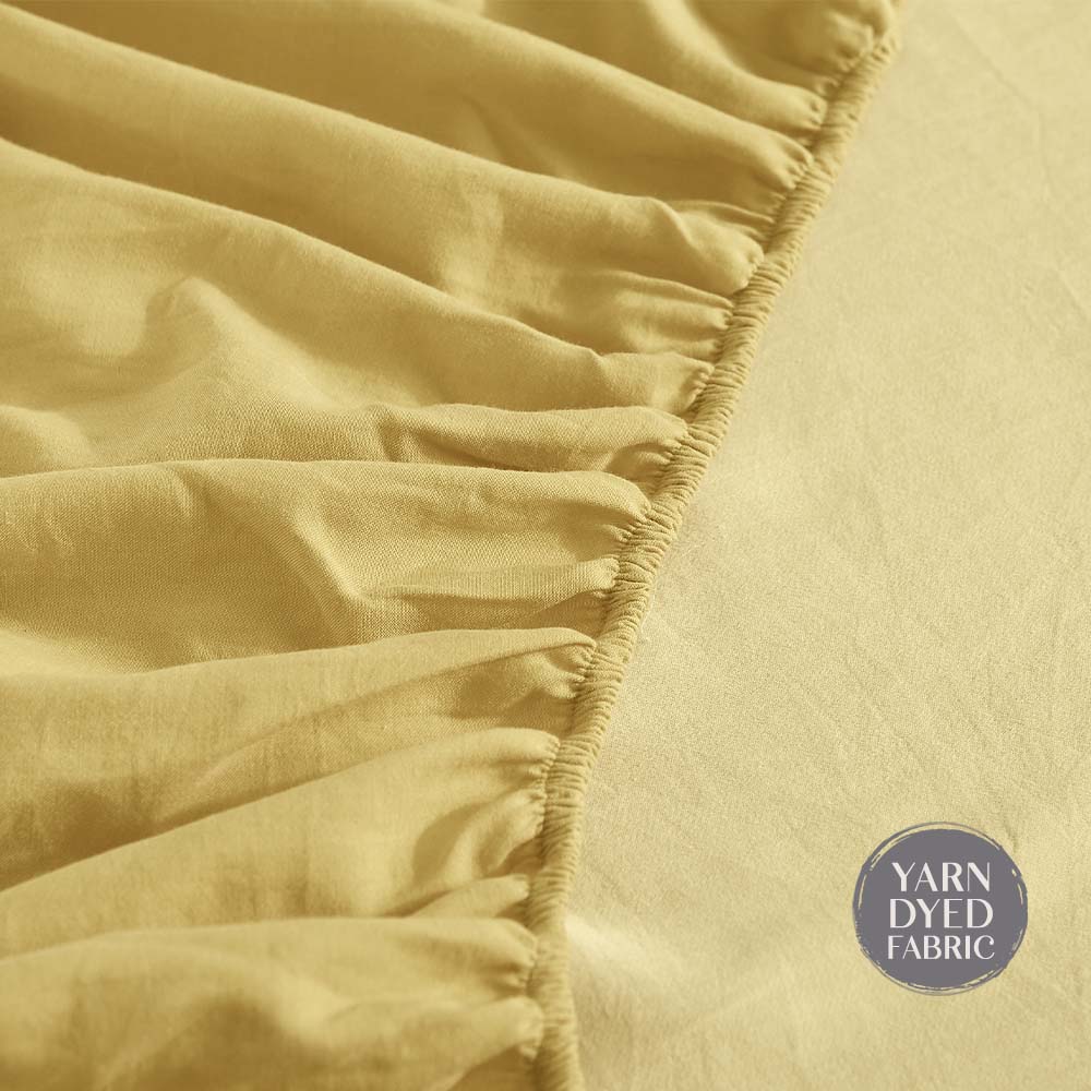 Single Cosy Club Cotton Bed Sheets Set Yellow Cover