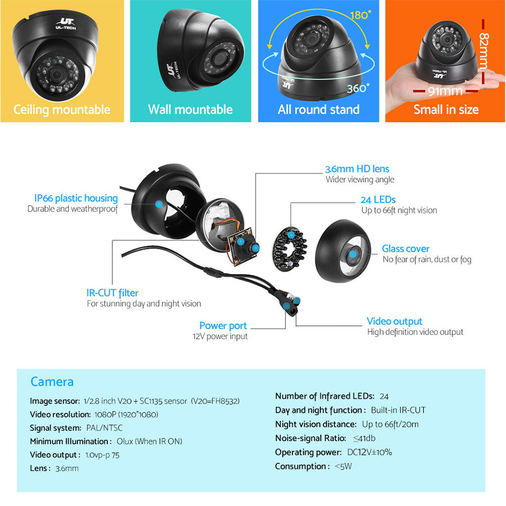 CCTV Security System 8CH DVR 8 Cameras 1080p