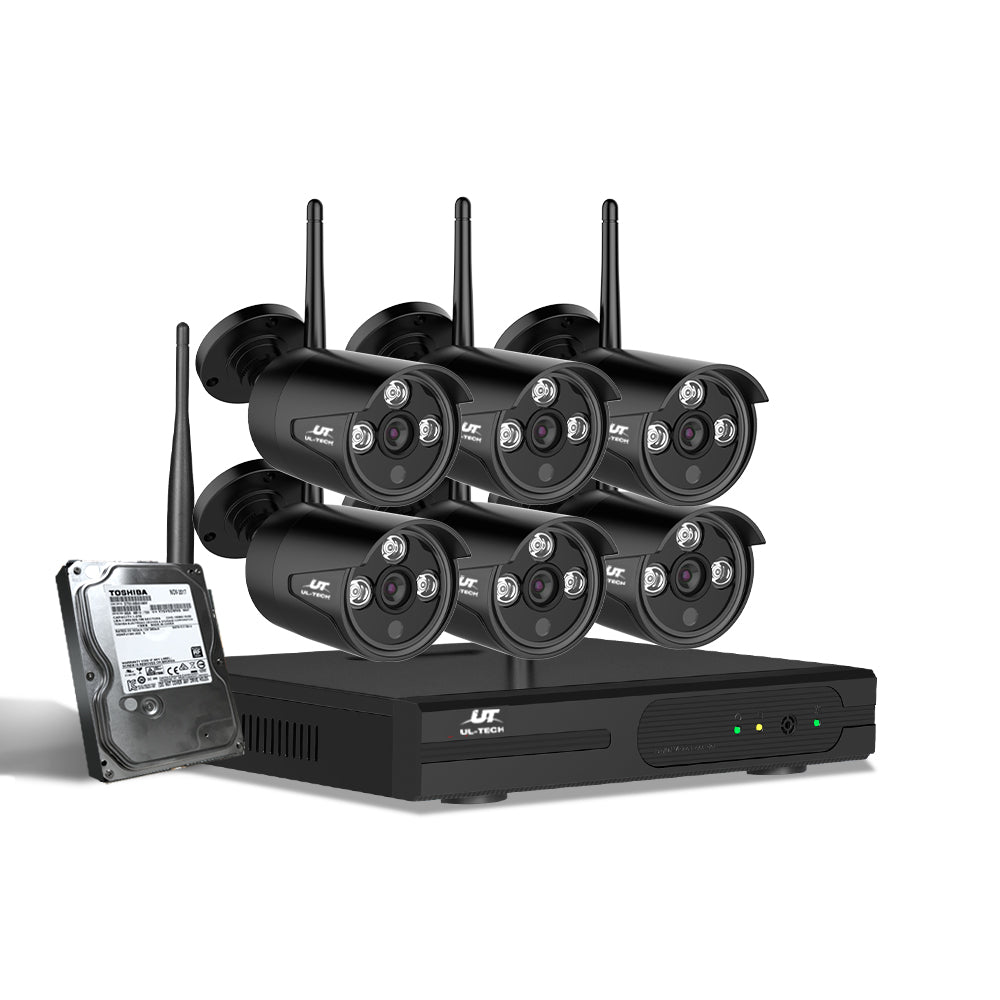Wireless CCTV Security System 8CH NVR 3MP 6 Bullet Cameras