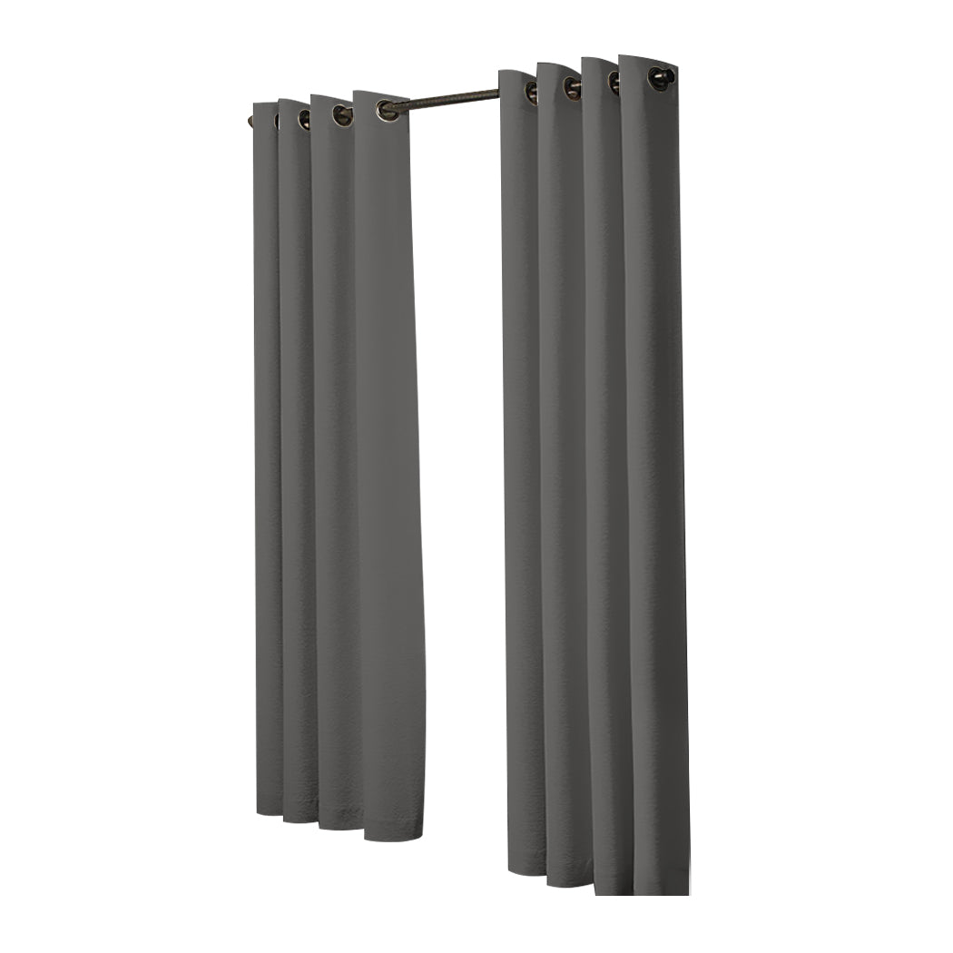 Set of 2 Blockout Curtains Panels 3 Layers Eyelet Room Darkening 140X230Cm Charcoal