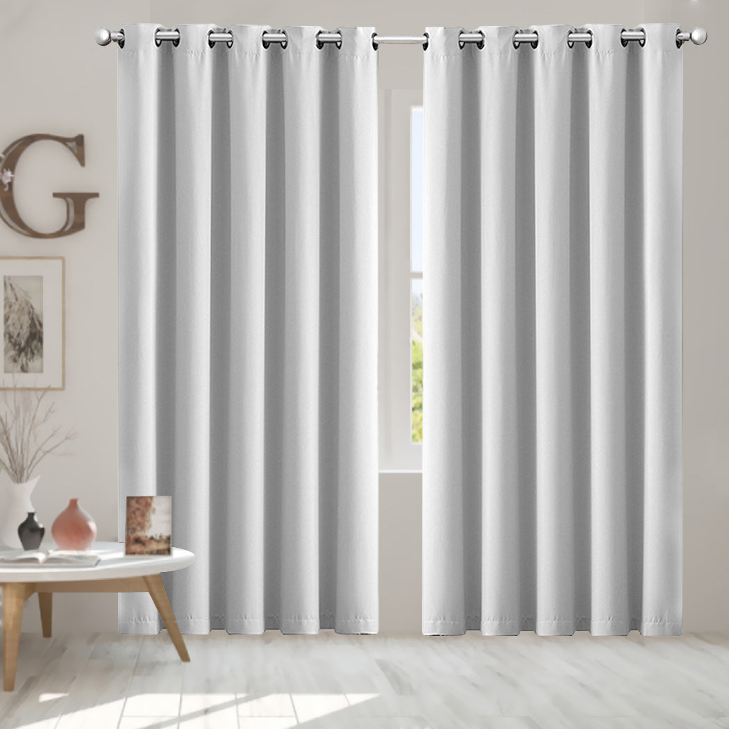 Set Of 2 Blockout Curtains Panels 3 Layers Eyelet Room Darkening 180X230Cm Grey