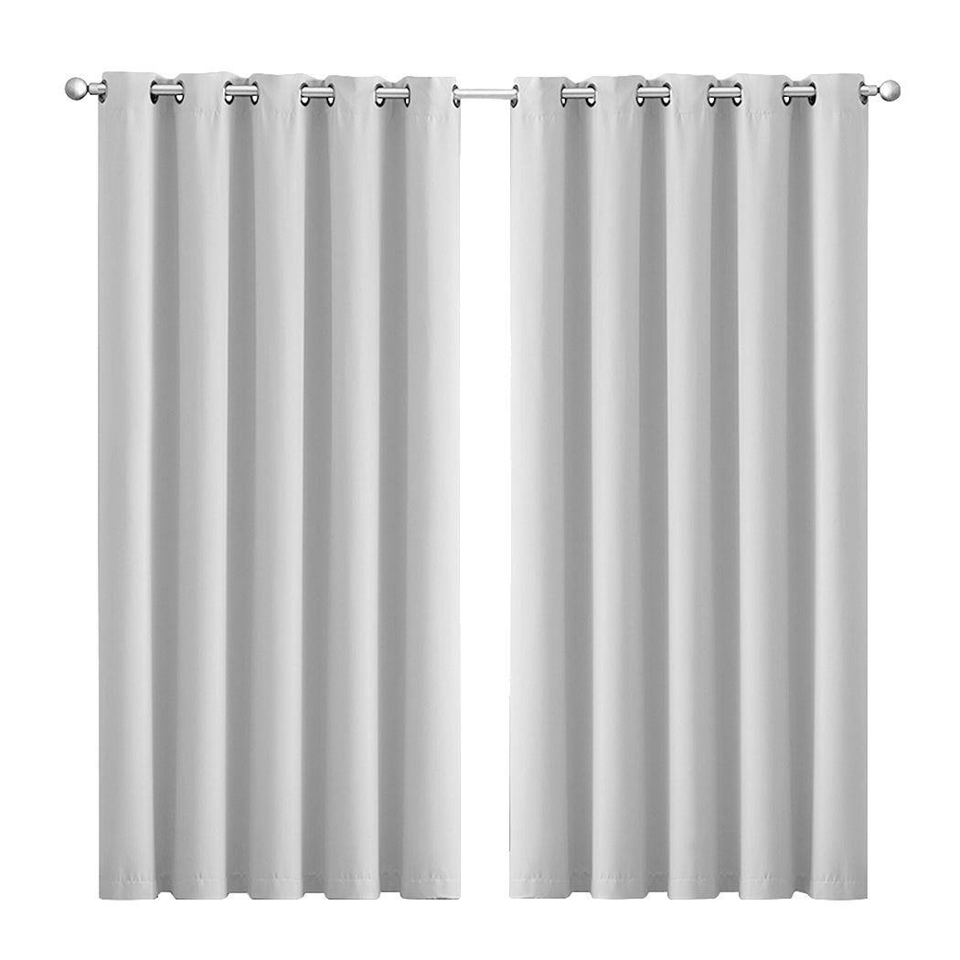 Set Of 2 Blockout Curtains Panels 3 Layers Eyelet Room Darkening 180X230Cm Grey