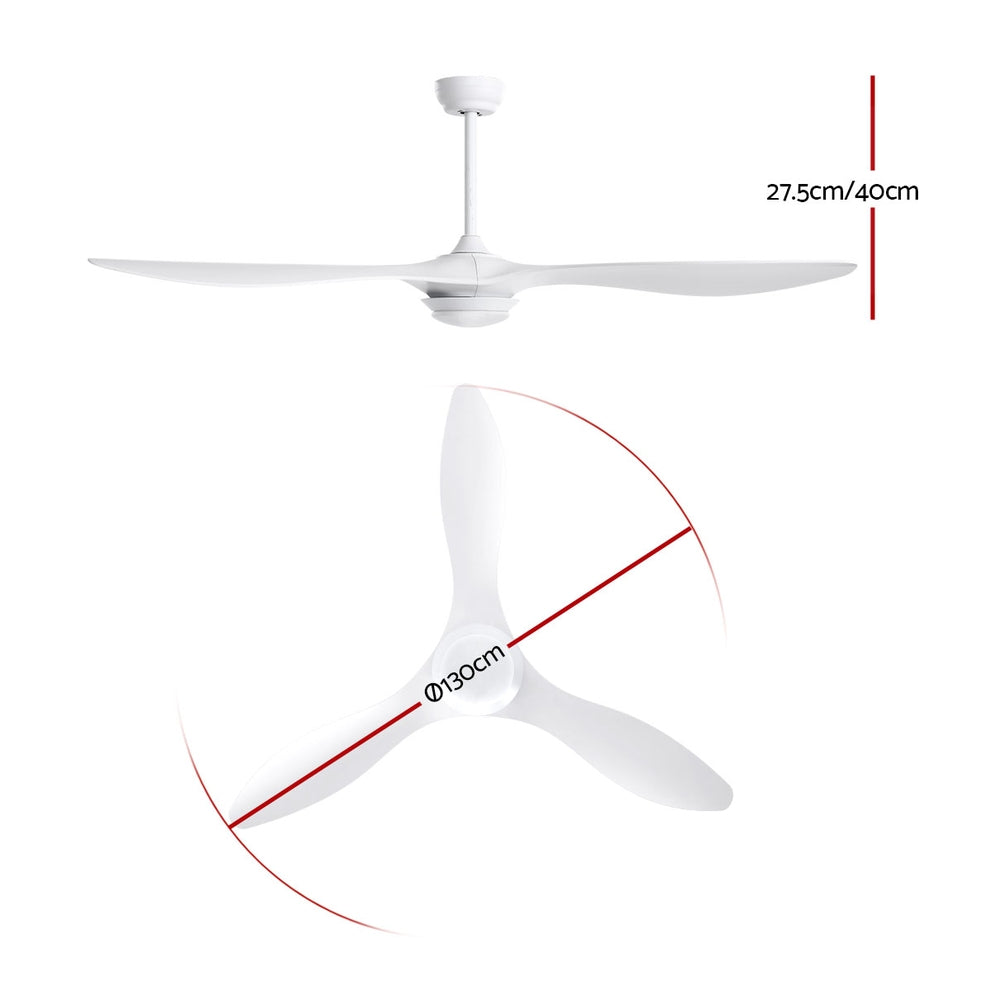 52'' Ceiling Fan With Light Remote DC Motor 3 Blades 1300mm
