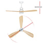 52'' Ceiling Fan LED Light Remote Control Wooden Blades Timer Fans