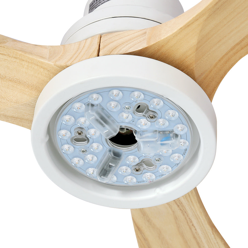 52'' Ceiling Fan LED Light Remote Control Wooden Blades Timer Fans