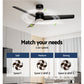 52'' Ceiling Fan DC Motor with Light andRemote - Black