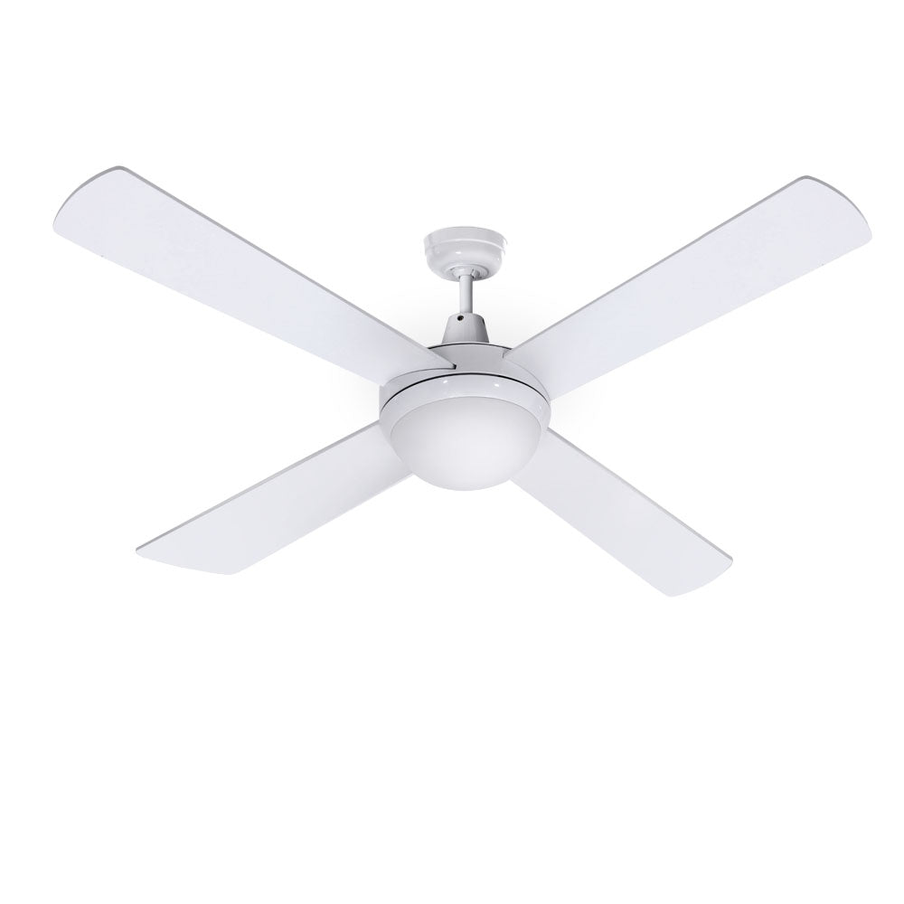 52'' Ceiling Fan w/Light w/Remote Timer - White