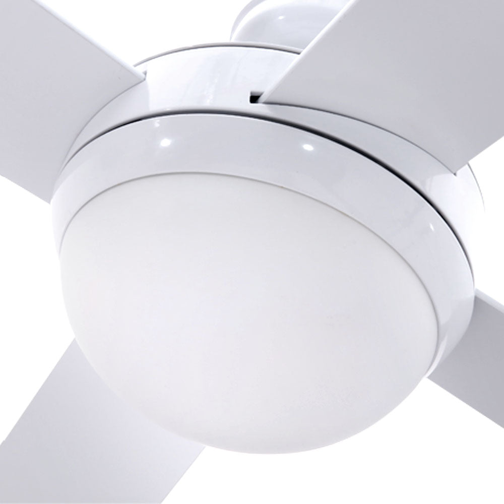 52'' Ceiling Fan w/Light w/Remote Timer - White