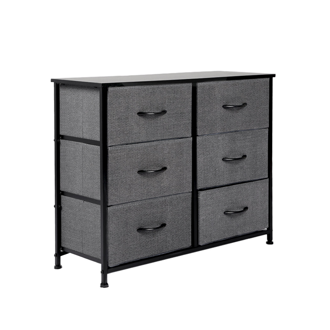 Storage Cabinet Tower Chest of Drawers Dresser Tallboy 6 Drawer Dark Grey