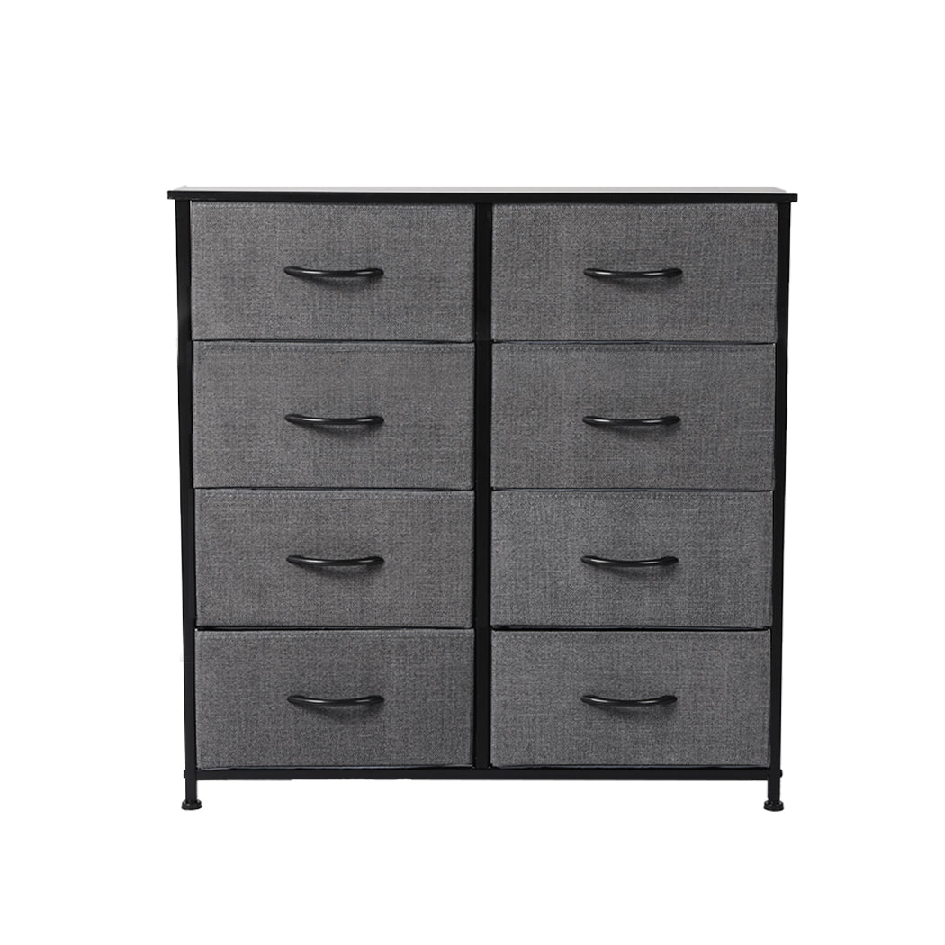 Storage Cabinet Tower Chest of Drawers Dresser Tallboy 8 Drawer Dark Grey