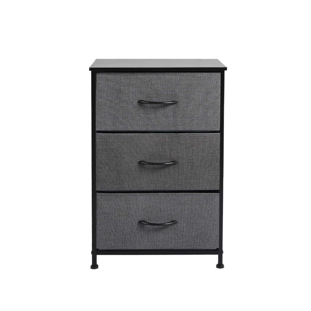 Storage Cabinet Tower Chest Of Drawers Dresser Tallboy 3 Drawer Dark Grey