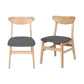 Tate Set of 2 Dining Chairs Kitchen Table Natural Wood Linen Fabric Cafe Lounge - Natural