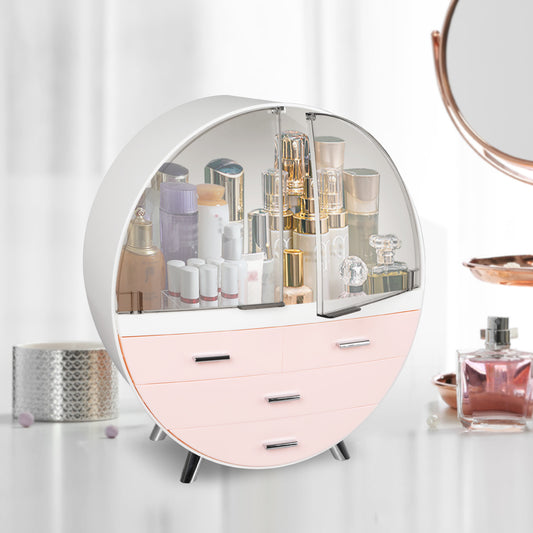 Makeup Case Holder Cosmetic Organiser Drawer Jewellery Desktop Storage Box Pink