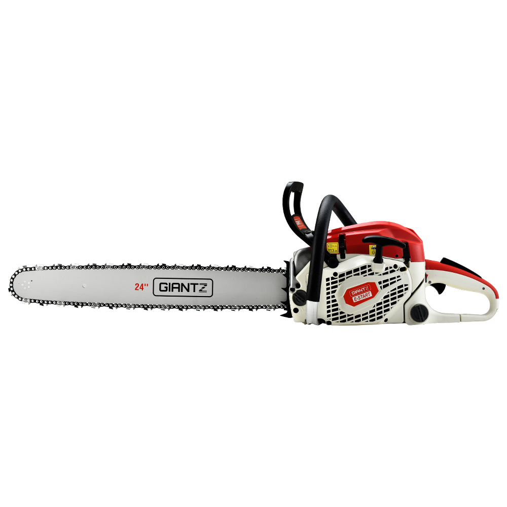 Chainsaw Petrol 88CC 24" Bar Commercial E-Start Pruning Chain Saw
