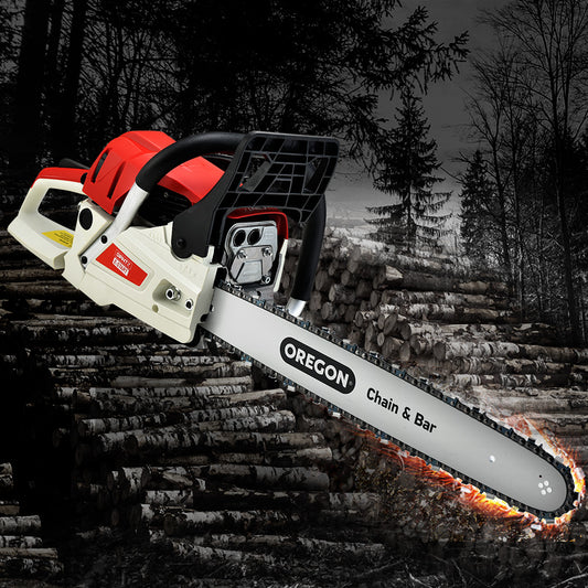 Chainsaw Petrol 52CC 20" Oregon Bar Commercial E-Start Pruning Chain Saw