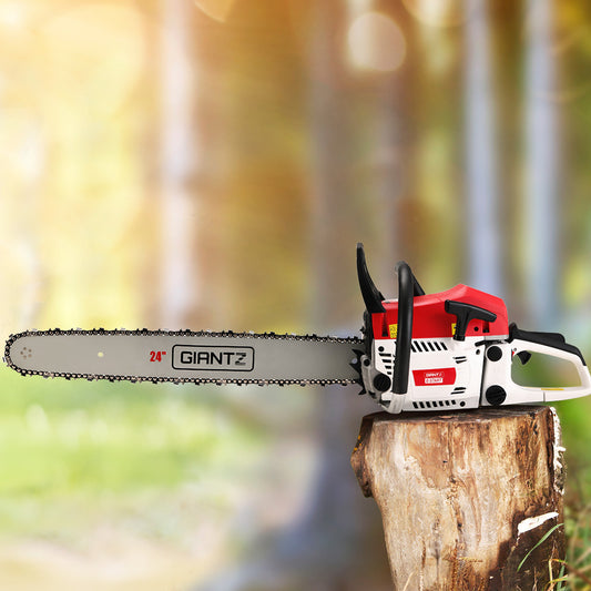 Chainsaw Petrol 72CC 24" Bar Commercial E-Start Pruning Chain Saw