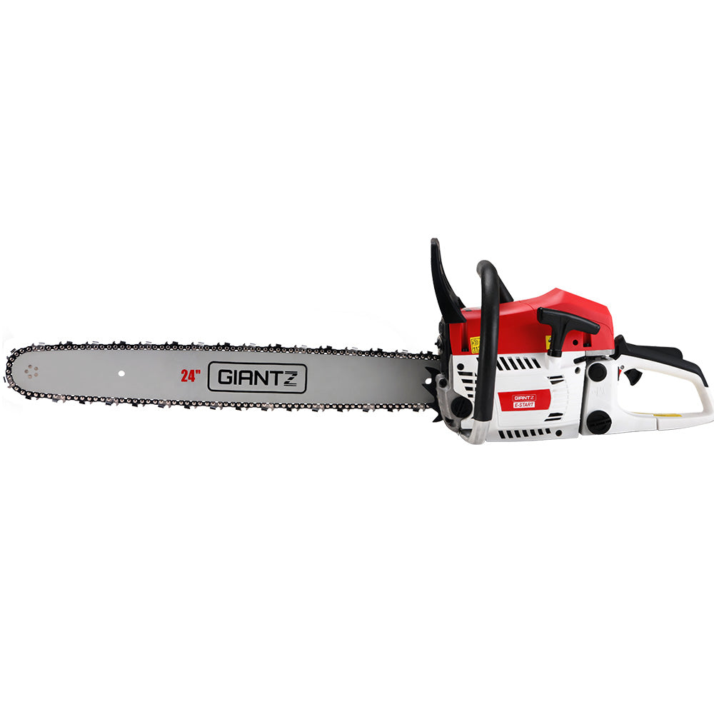 Chainsaw Petrol 62CC 24" Bar Commercial E-Start Pruning Chain Saw