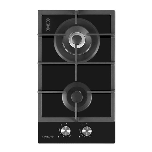 Gas Cooktop 30cm 2 Burner Black