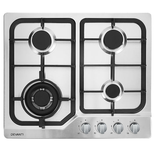 Gas Cooktop 60cm 4 Burner Silver