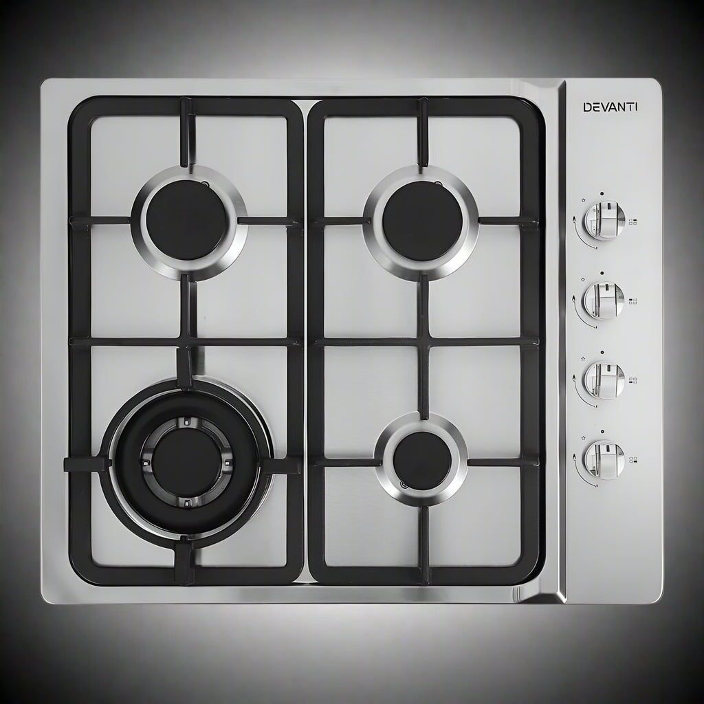 4 Cooktop Gas Cooktop Kitchen Stove 4 Burner Cook Top Stainless Steel Silver ...