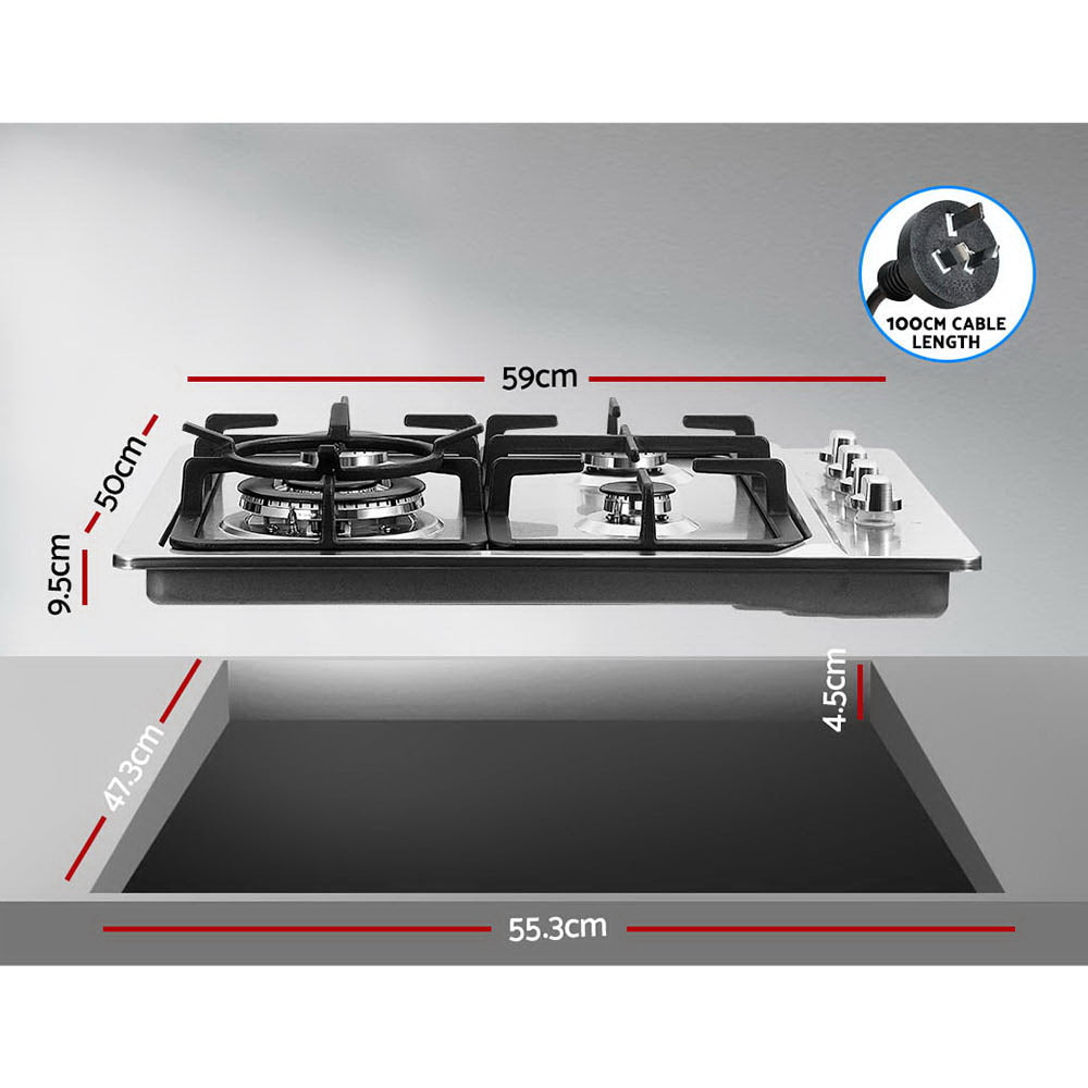 Gas Cooktop 60cm Stove Hob Silver