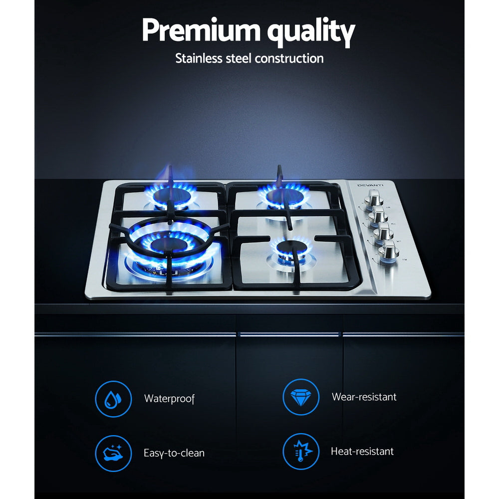 Gas Cooktop 60cm Stove Hob Silver