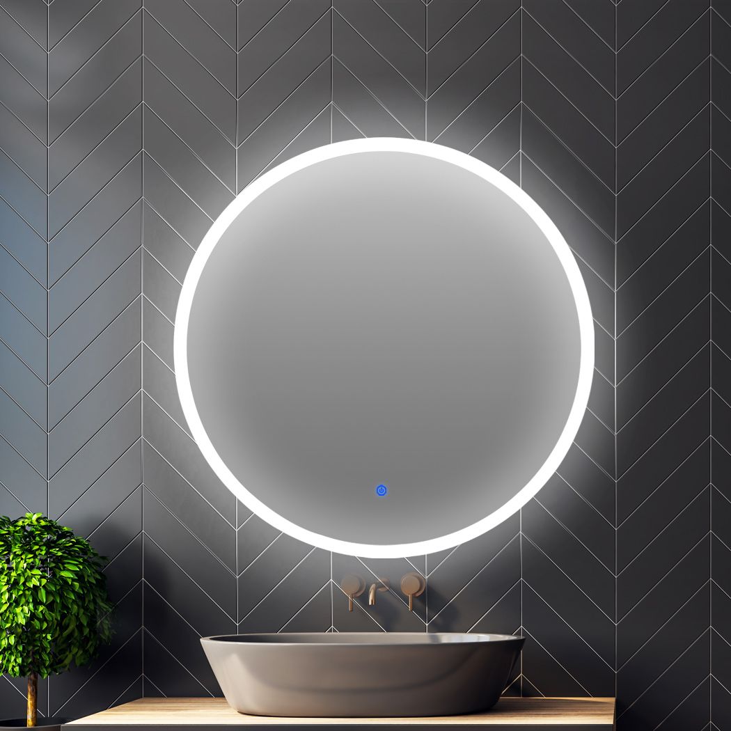 LED Wall Mirror Round Anti-fog Bathroom Mirrors Makeup Light Decor 80cm