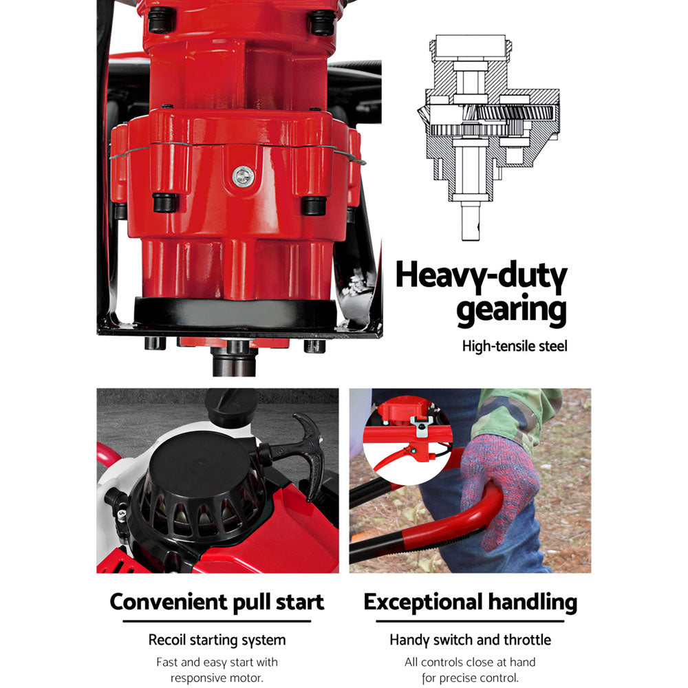 80CC Post Hole Digger Petrol Motor Drill Extension Auger Bits