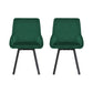 Set of 2 Dining Chairs Velvet Upholstered Cafe Kirtchen Chairs - Green